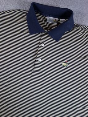 Augusta National Masters Polo Mens L Yellow Blue Stripe Golf